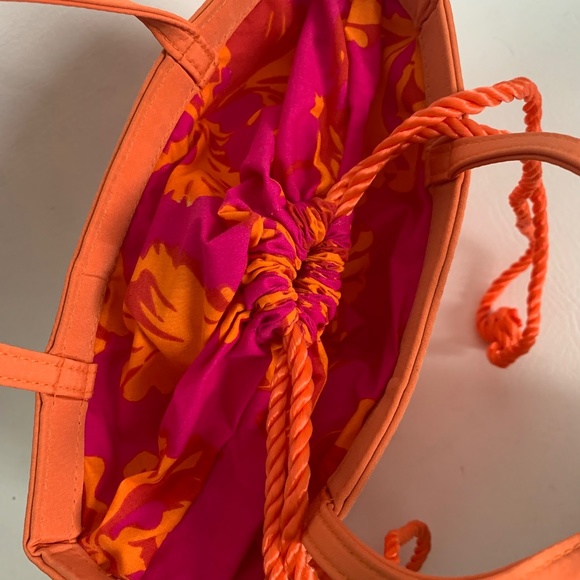 Escada Tropical Punch Orange Woven Small Handbag Mini Tote - Picture 8 of 12